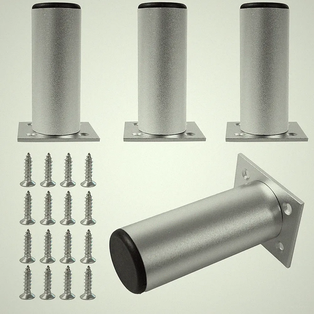 4 PCS 4 Inch Silver Adjustable Furniture Legs Aluminum Sofa Bed Cabinet Feet