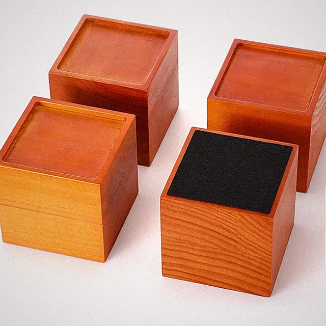 4 PCS 4 Inch Solid Wood Bed Furniture Risers Light Brown Square Lifter Blocks