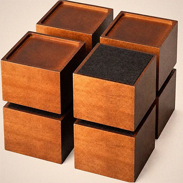 4 PCS 4 Inch Solid Wood Square Bed Furniture Risers Heavy Duty Couch Lifters