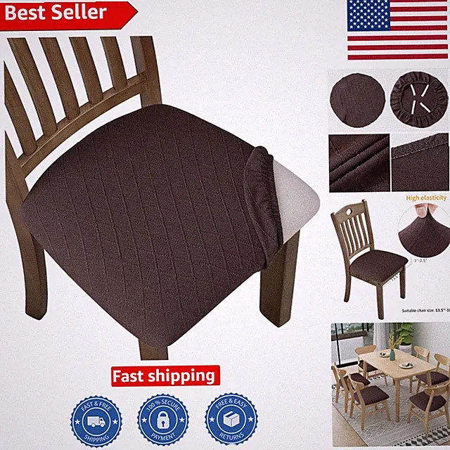 4 PCS Elegant Stretch Dining Chair Covers – Washable & Dual-Fastening Protection