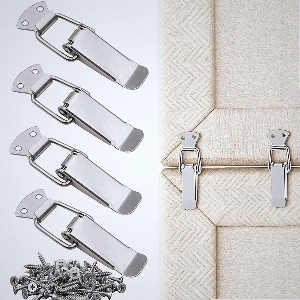 4 PCS Heavy Duty Metal Sectional Sofa Connectors Couch Clip Hook With 20 Screw