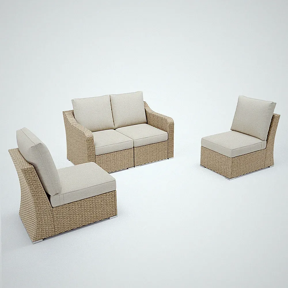 4 PCS Patio Furniture Rattan Sofa Modular Sectional Set Wicker Couch w/ Cushions