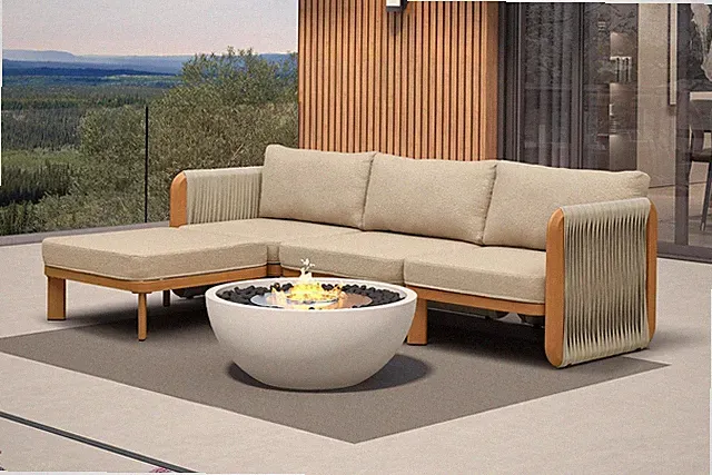 4 Pcs Patio Furniture Set L-Shape Outdoor Sectional 1 Ottoman | Water-Repellent