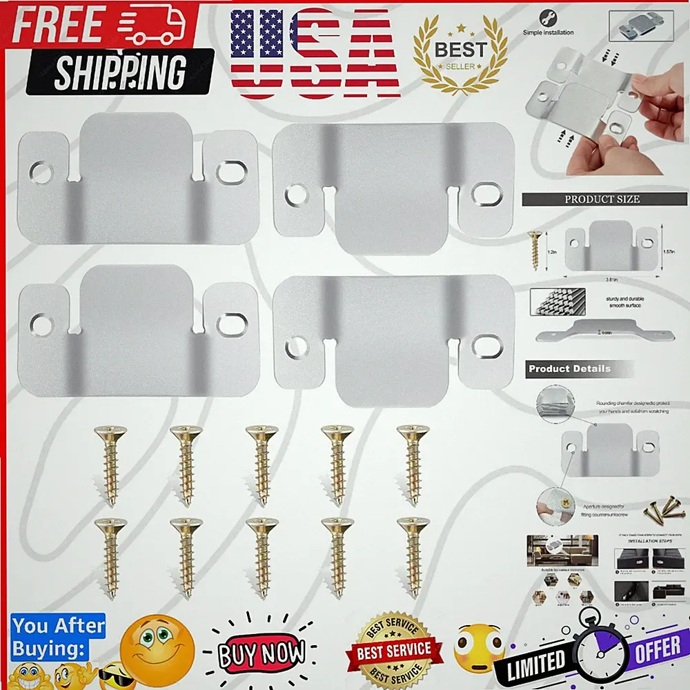 4 Pcs Sectional Couch Connectors Metal Couch Clips Sofa Connector Interlockin...
