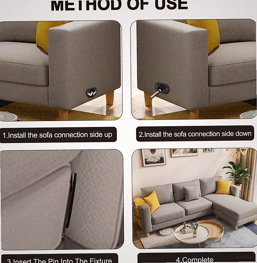 4 Pcs Sectional Couch Connectors, Pin Style Furniture Connector Sectional Sof...