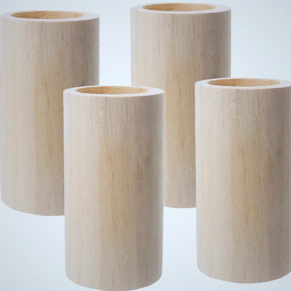 4 Pcs Solid Pine Wood Round Furniture Riser 3.955.18" Lift For Bed Desk Sofa