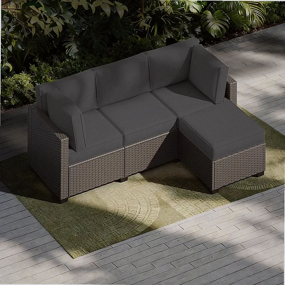 4-Person Dark Gray Outdoor Sectional Sofa Cushions, Waterproof Polyester