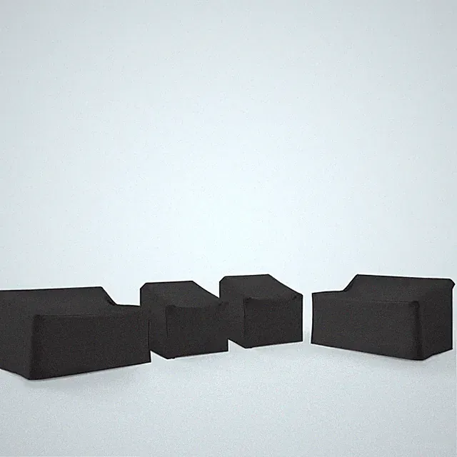 4-Piece Black Outdoor Sectional Furniture Cover Set