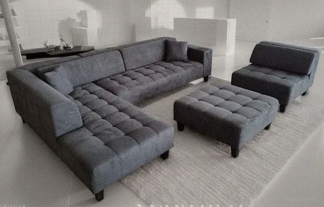 4-Piece Dark Grey Microfiber Sectional Sofa Set S1107LDG (Custom made options)