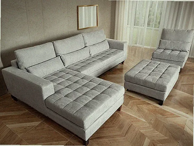 4-Piece Modern Grey Microfiber Sectional Sofa Set S6839LG (Custom Options)