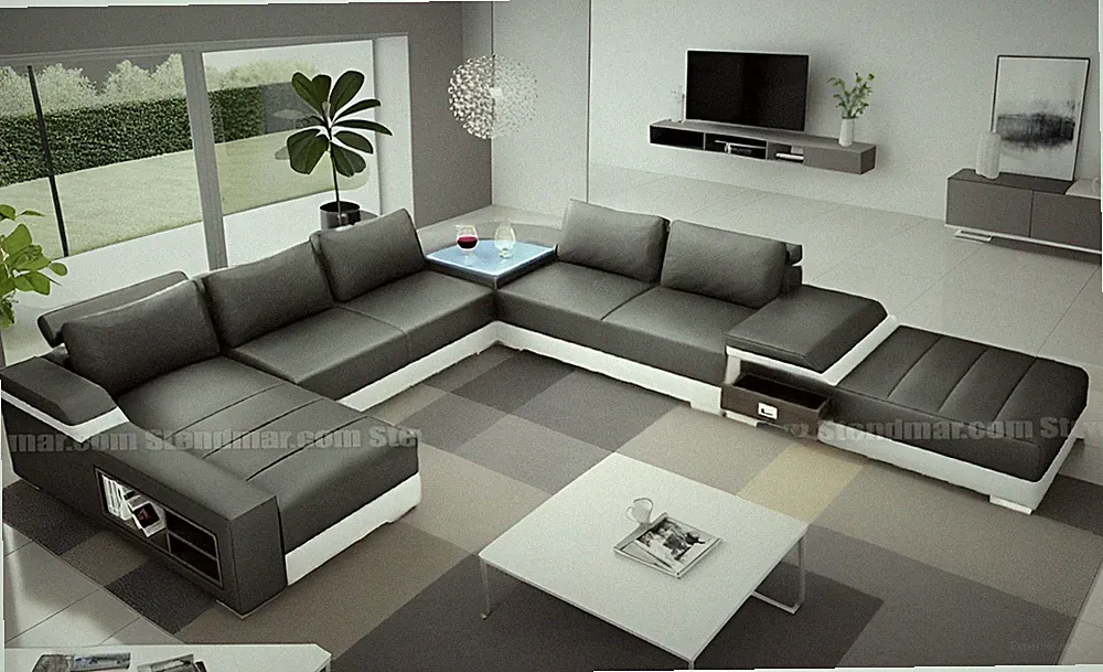 4-Piece Modern Leather Sectional Sofa Set S1004 (Custom Options Available)