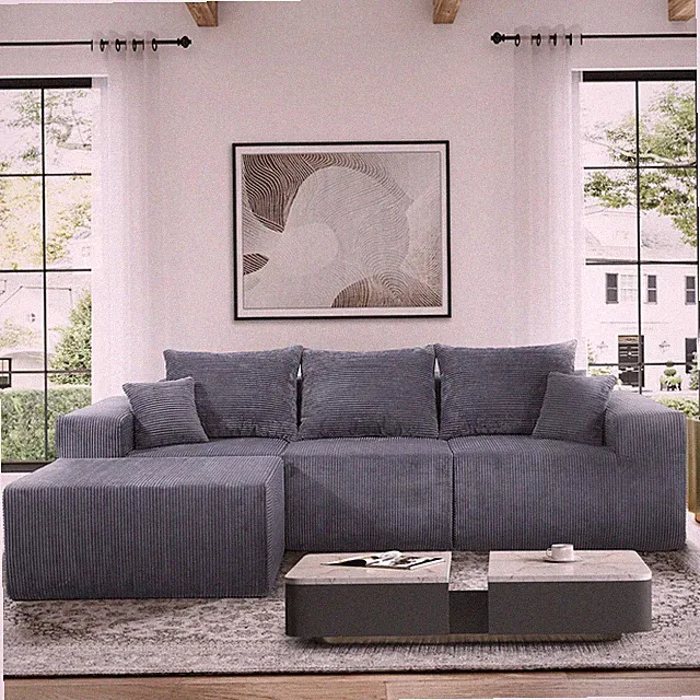 4-Piece Modular L-Shaped Sectional Sofa, No Assembly Needed, Convertible Couch