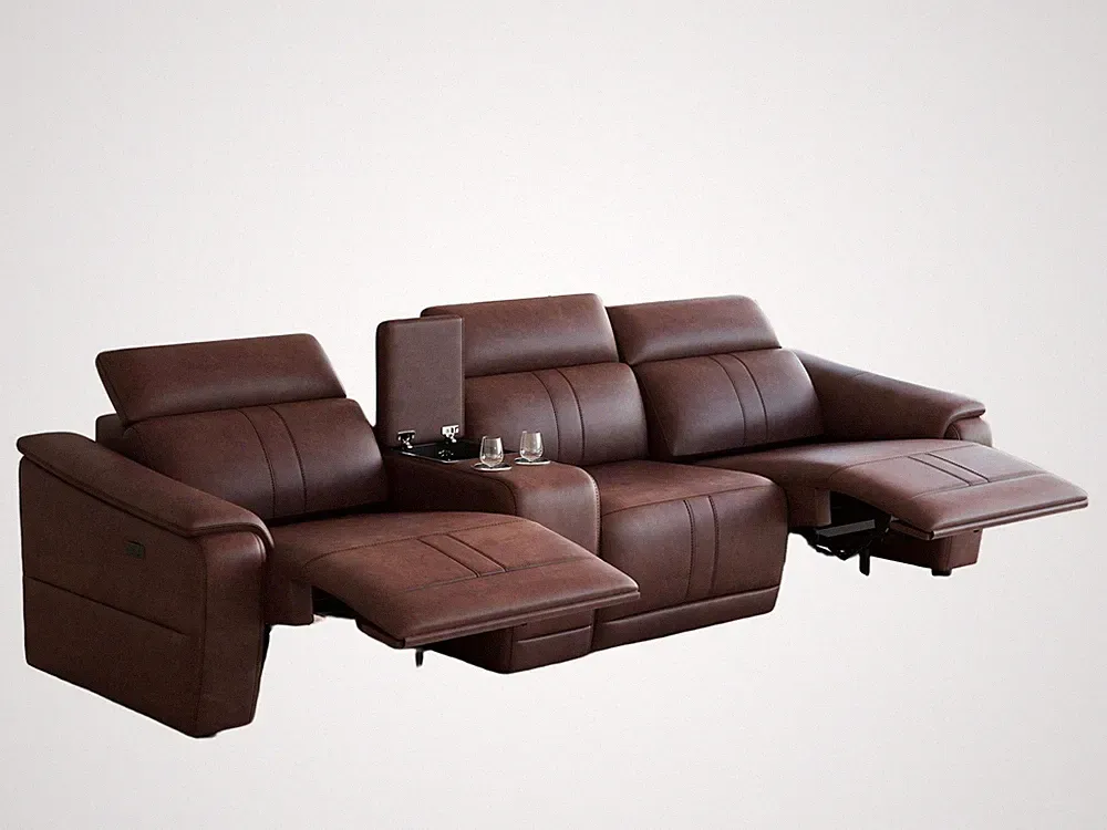 4-Piece Modular Leather Sofa with 2 Cup Holders,Comfortable Sectional Sofa Set