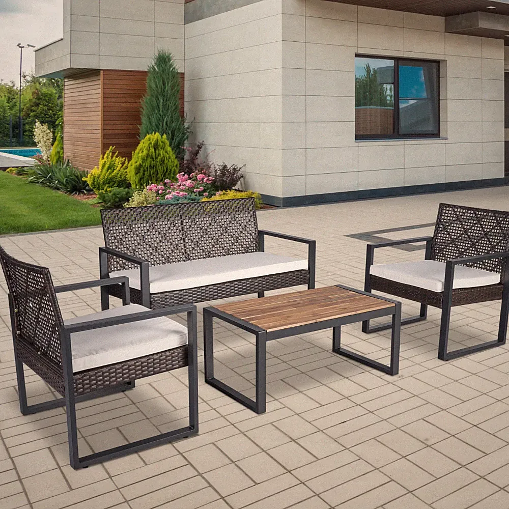 4-Piece Patio Furniture Set Outdoor Balcony Porch Garden Backyard Lawn