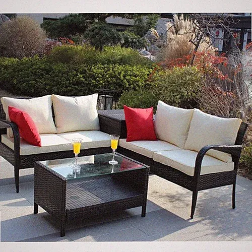 4 Piece Patio Sectional Wicker Rattan Outdoor Furniture Sofa Set With Storage Bo