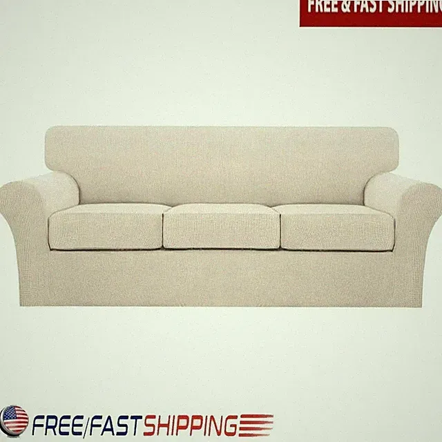 4 Piece Sofa Cover Stretch Fit Individual Cushion Slipcover Jacquard Fabric New