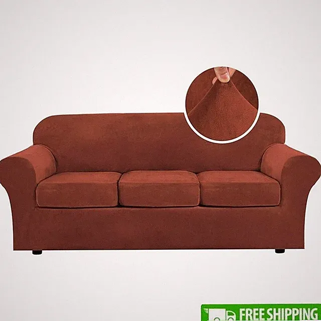 4 Piece Velvet Sofa Slipcover Non Slip Couch Protector Easy Installation New