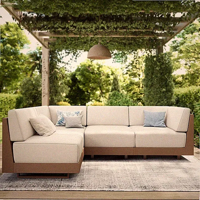 4 Piece Wicker Patio Sectional Furniture Set 8.7" Thick Cushions
