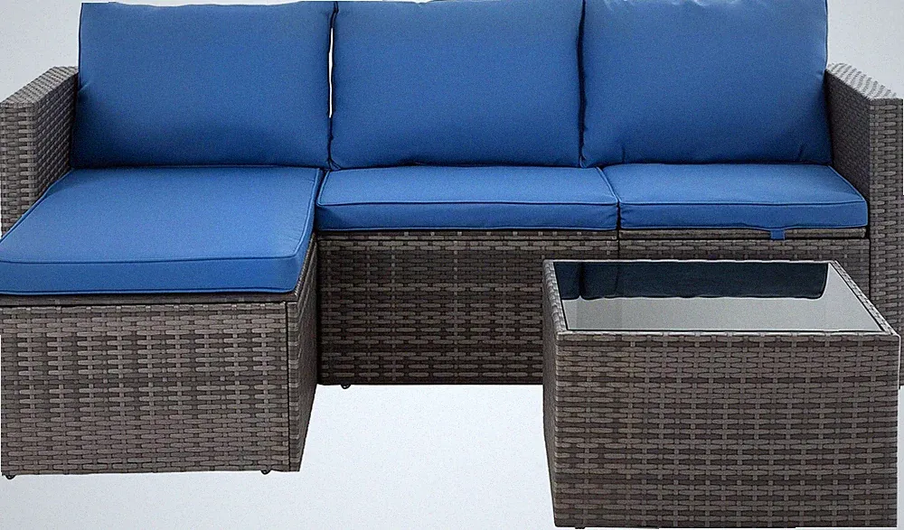 4 Pieces Patio Furniture Set, 2-In-1 Convertible Sectional Sofa & Chaise Lounge