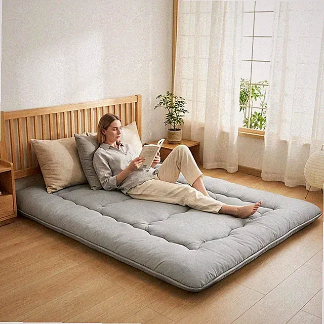 4" Roll Up Floor Mattress Japanese Futon Mat Tatami for Guest,w/ Removable Cover