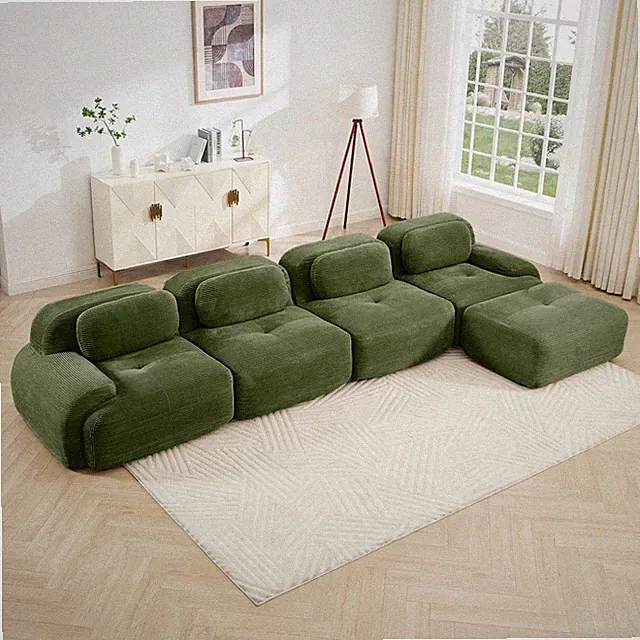 4-seat L-shaped sofa 32D high-resilience sponge anti-slip design chaise desi