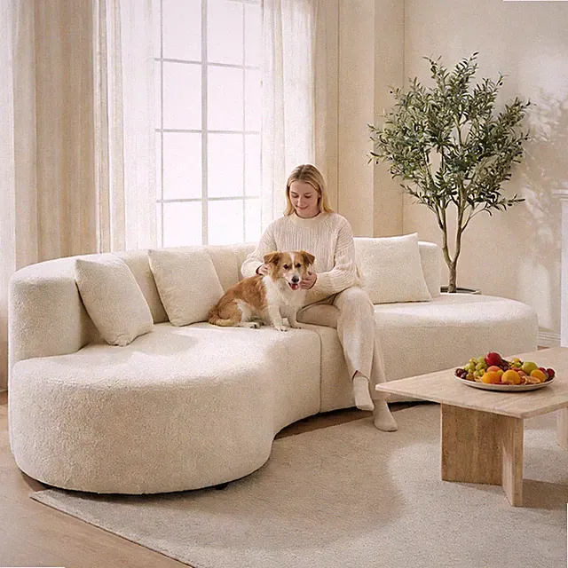 4 Seat Modern Curved Couch Structured Cushion Stable Curved Conversation Sofa