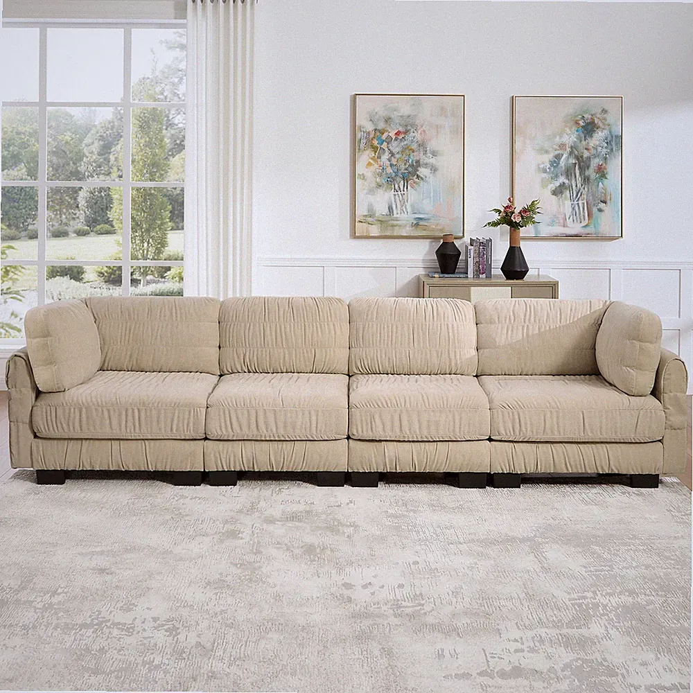 4 Seat Modular Sectional Sofa,Modern Comfy Chenille Cloud Couch for Living Room