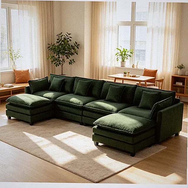 4-Seat Modular Sectional Sofa with 2 Ottomans, 149.61" L, 3 Colors