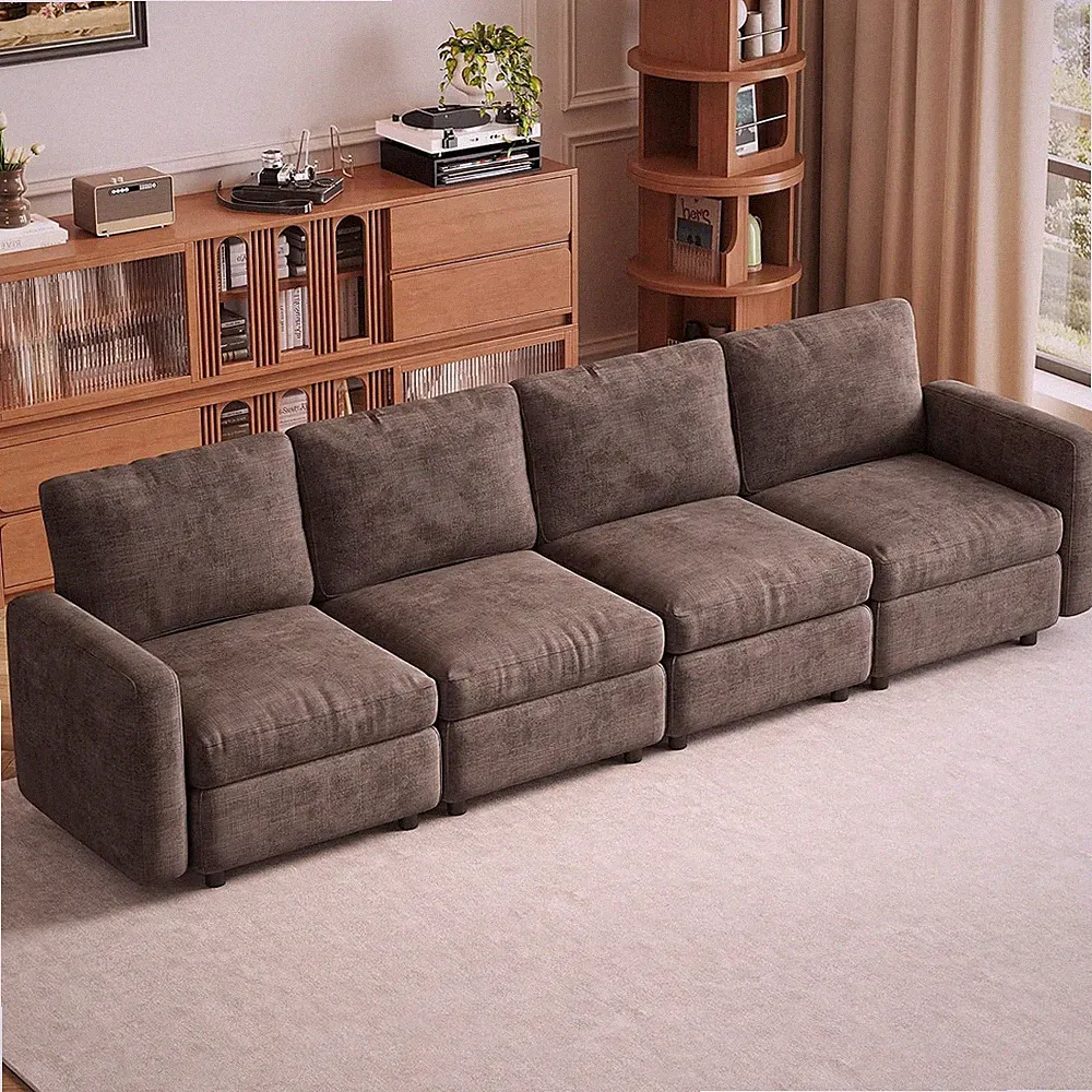 4-Seat Modular Sofa Couch with Ergonomic Cushions, Convertible Sleeper Sectional