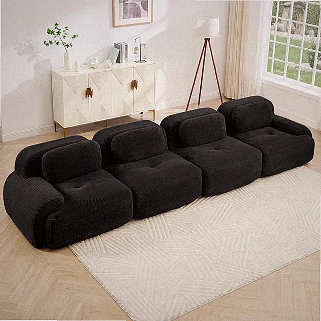 4-seat sofa soft corduroy fabric 32D high-resilience sponge pet-friendly ergon