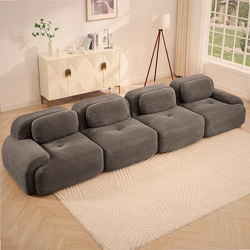 4-seat sofa soft corduroy fabric 32D high-resilience sponge pet-friendly ergonom