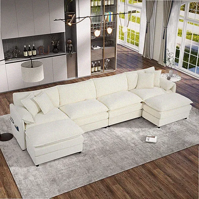 4-Seater Comfy Cloud Couch Modular Sectional Sofa,Oversized U Shaped Couch Set