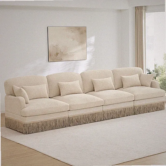 4-Seater Leopard Print Chenille Sectional Sofa, Modular, Deep Seat Easy Assemble