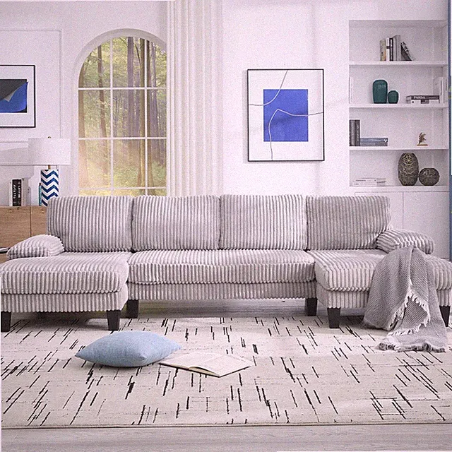 4 Seater Long U-Shaped Sectional Modular Sofa Couch w/Double Chaise Living Room
