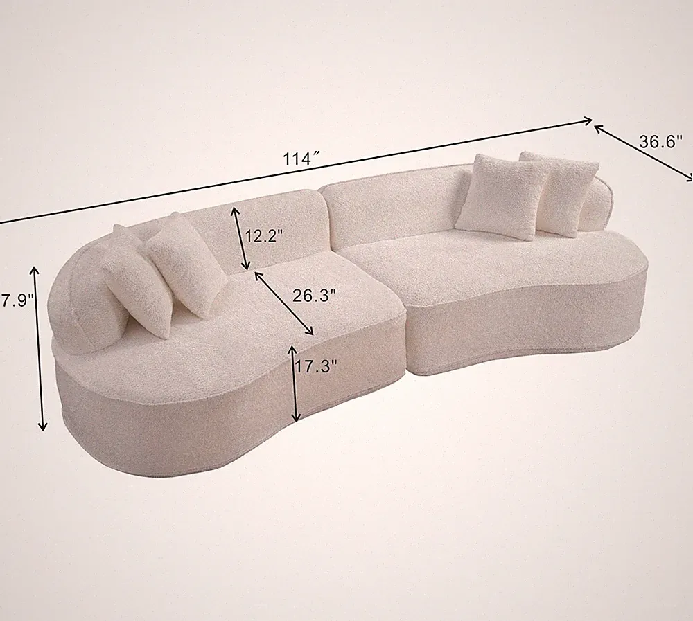 white boucle sectional sofa