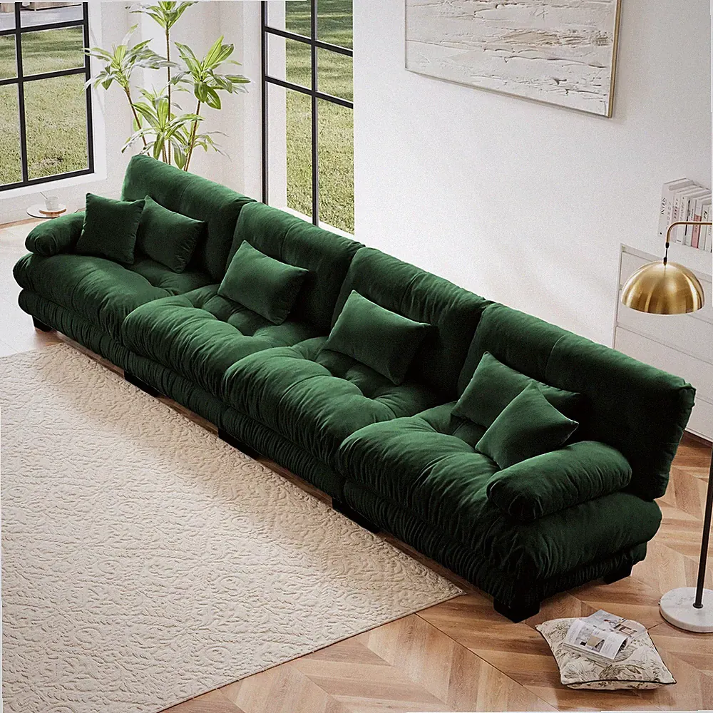 4-Seater Sectional Sofa Modular Deep Seat Sofa Couch , Chenille Sofa Comfy Uph