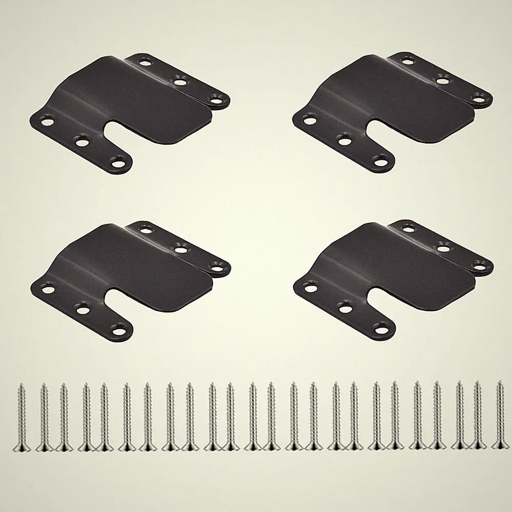 4 Sets Black Sectional Couch Connectors with Mounting Screws