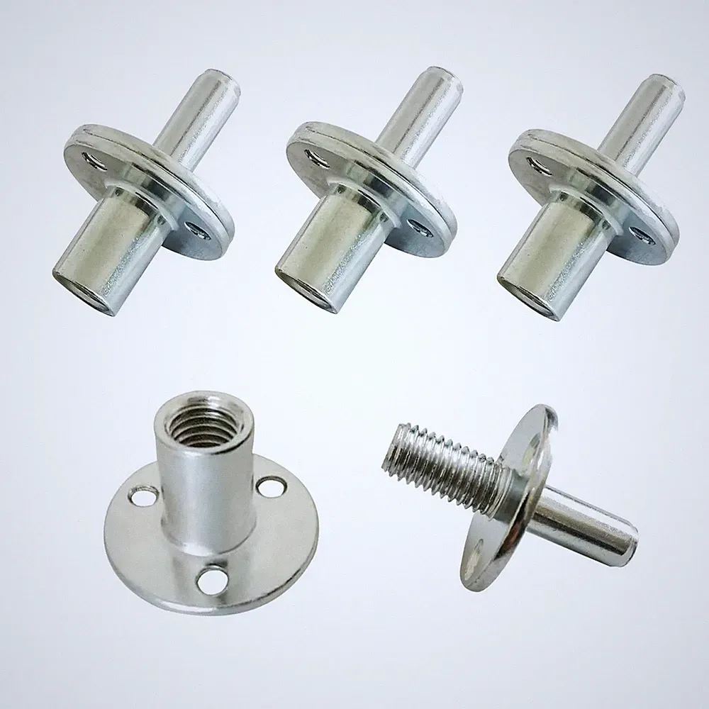 4 Sets M12 Metal Bed Post Connector T-Nut Screw for Sofa Bed Column Hardware