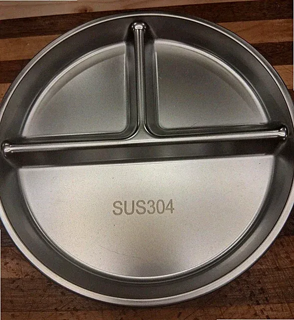 4 SUS304 Round Stainless Steel Plates,8" 3 Sections New-No Tag Perfect Camping