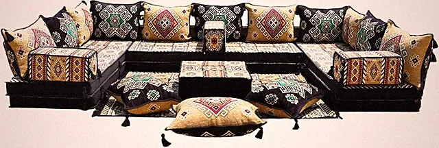 4" Thick L Shaped Floor Couch, Seating, Floor Pillow, Sectional Sofa Set, Patio