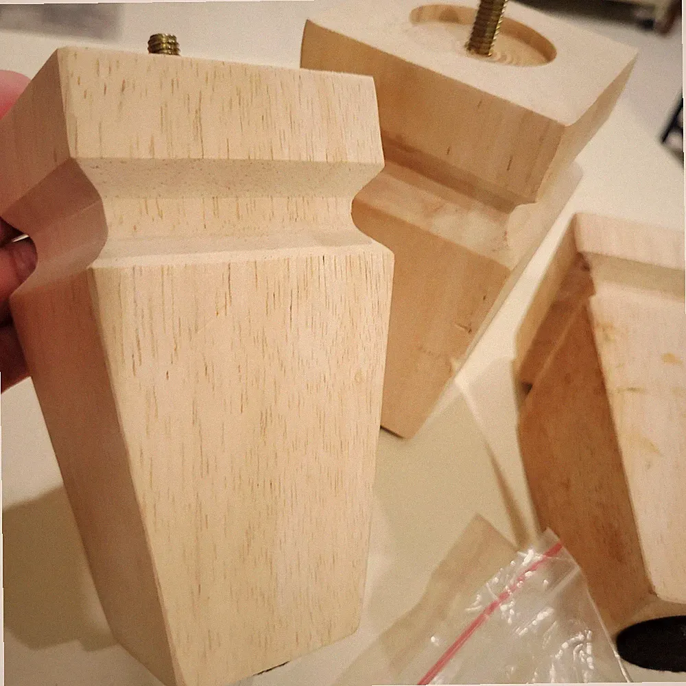 4- Unfinished Oak Sofa Legs -5 in Heavy Duty Mid Century Solid Wood Replacement