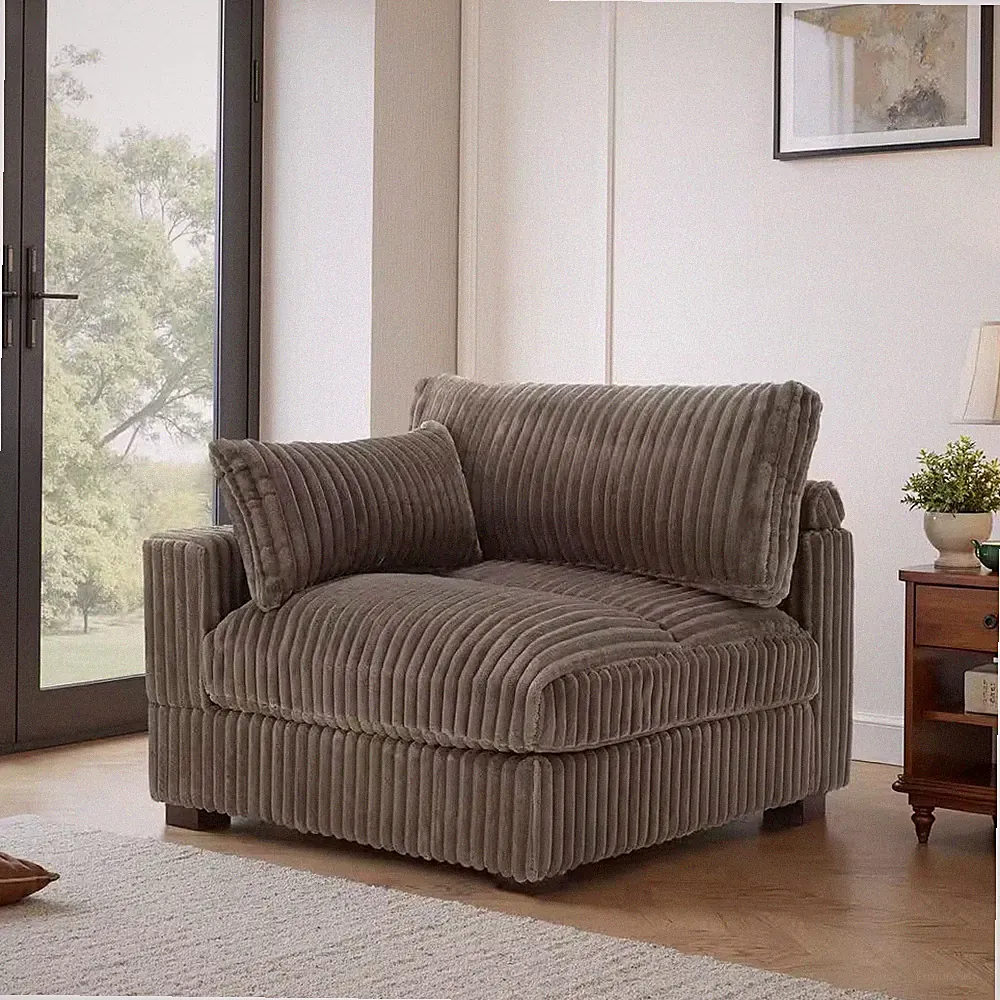 40.15 In. Square Arm Faux Rabbit Fur Polyester Rectangle Sectional Corner Sofa i