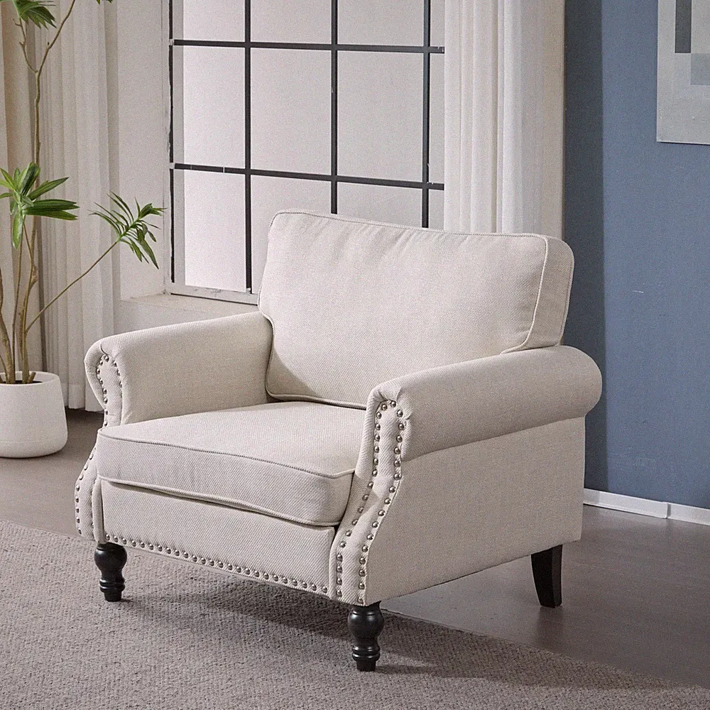 40.16 Inch Nailhead Trim Couches for Living Room, 22" Deep Seat Rolled Arm Sofa