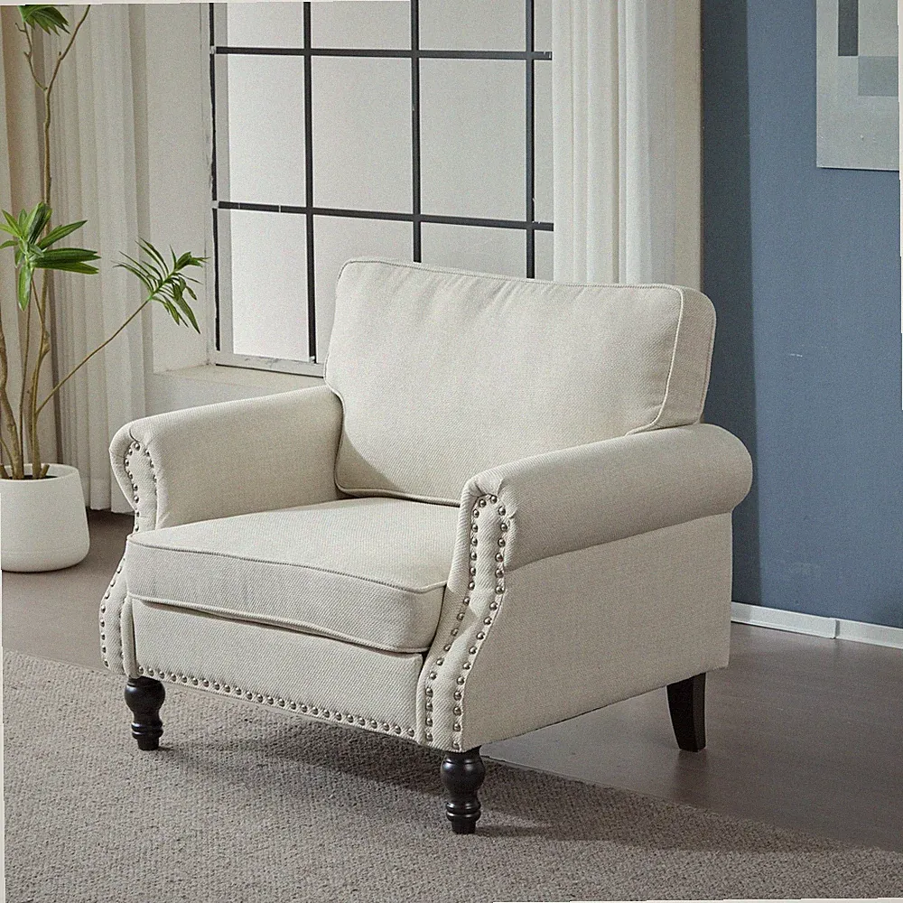 40.16 Inch Nailhead Trim Couches for Living Room, 22" Deep Seat Rolled Arm Sofa