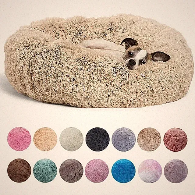 40-60cm Round Pet Bed for Large Dog Bed Super Soft Cat Bed Long Plush Dog House