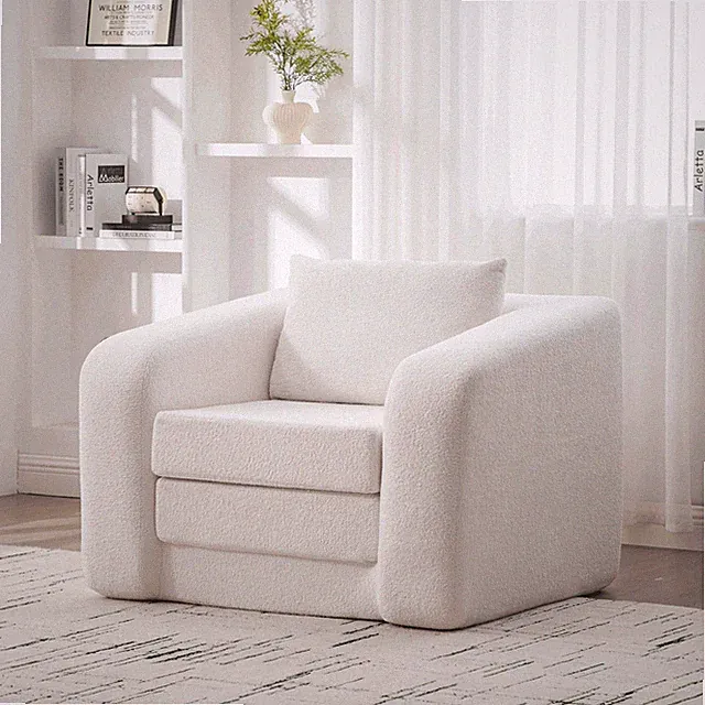 40" Foldable Single Sofa Bed with Armrest & Backrest, Convertible Chenille Bonel