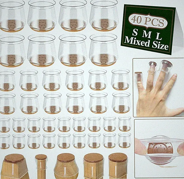 40 Pack Upgraded Ruby Slider Chair Leg Protector Hardwood Floors Fits All Shape