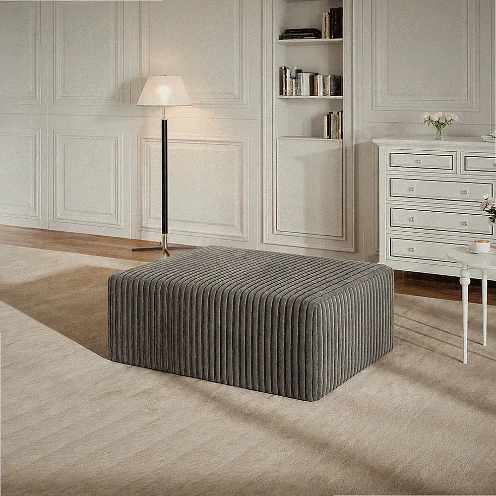 40" Sectional Sofa Ottoman Memory Foam Cloud Couchottoman, Oversized Chaise-Grey
