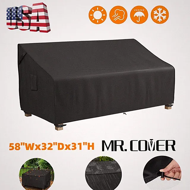 400D Waterproof Patio Loveseat Cover Heavy Duty Outdoor Sofa 2 Seater UV Black