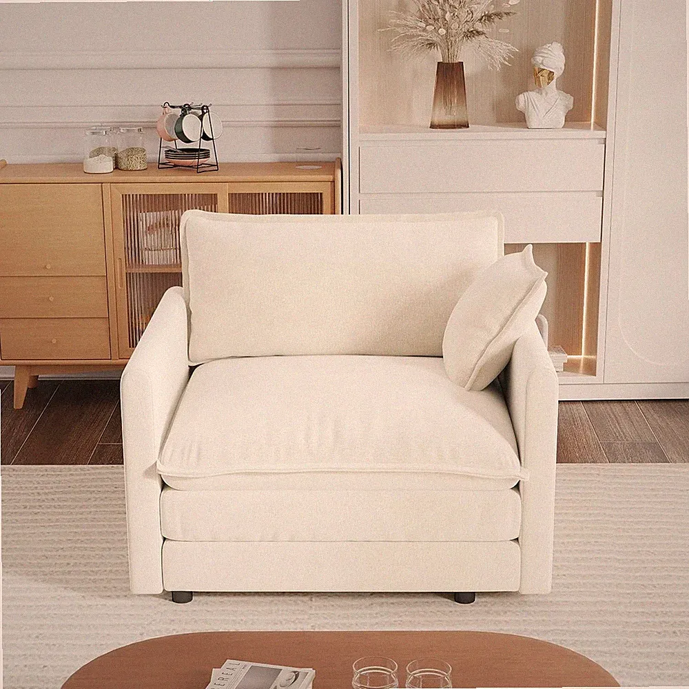 41" Oversized Chenille Modular Sectional Single Sofa with High-Density Foam Cush